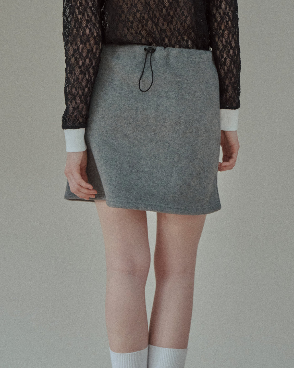 FLEECE ZIP MINI SKIRT - BLACK