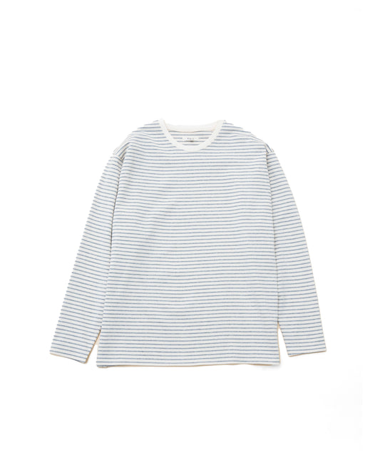 PURE COTTON BORDER L/S T-SHIRTS - SMOKE