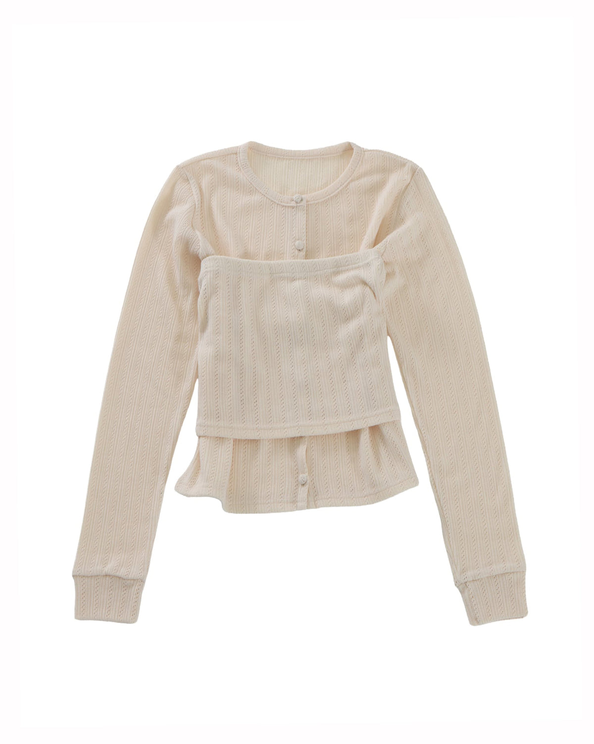 OPENWORK KNIT-SEW COMBI - IVORY