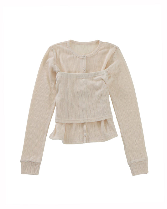 OPENWORK KNIT-SEW COMBI - IVORY