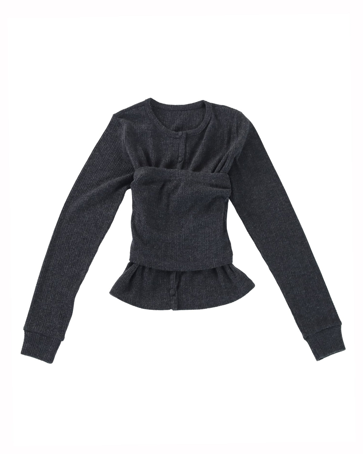 OPENWORK KNIT-SEW COMBI - D/GRAY