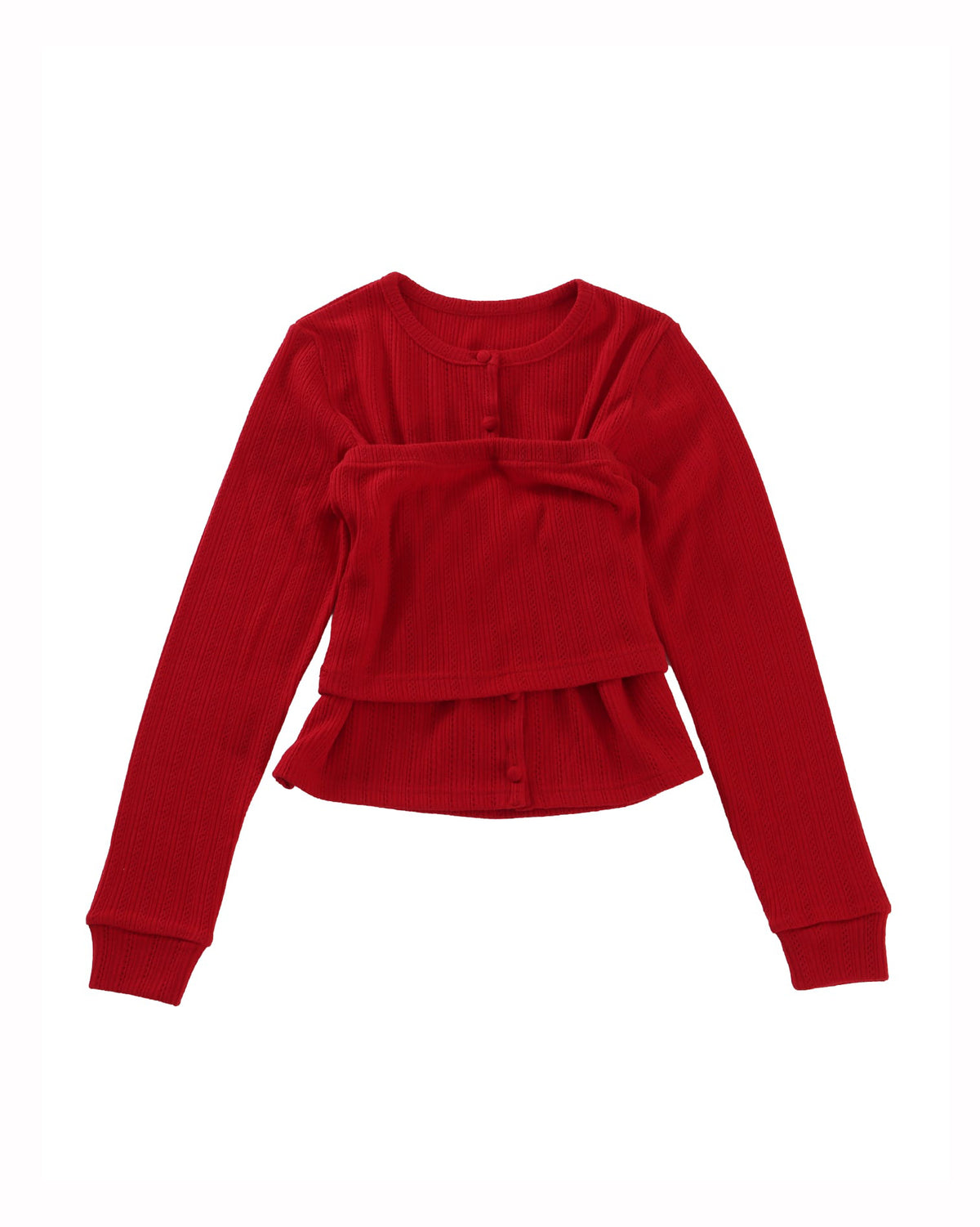 OPENWORK KNIT-SEW COMBI - RED