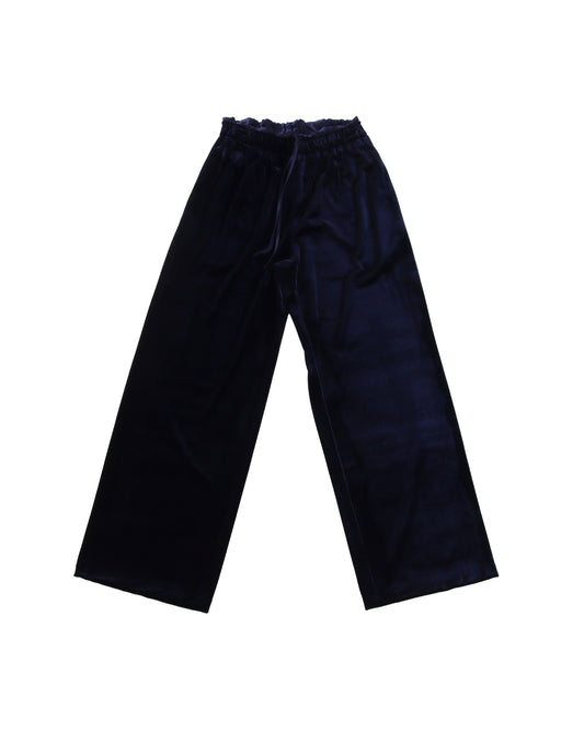 LAYERED VELOUR PANTS - NAVY