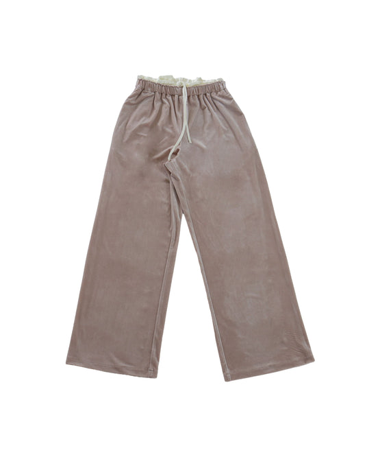 LAYERED VELOUR PANTS - BEIGE