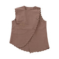 EMBROIDERED SCALLOP VEST - BROWN