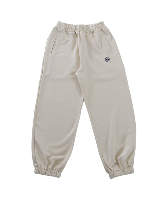 SQUARE LOGO SWEAT PANTS - ECRU